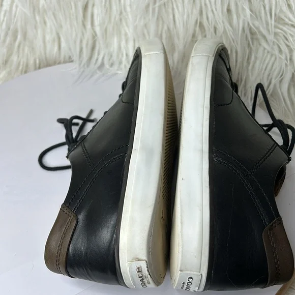 COACH Mens Shoes PERKINS TRAINER SNEAKER black leather Size 7. - Picture 11 of 14